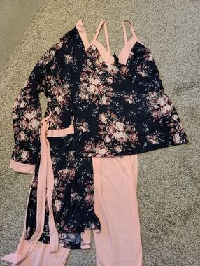 Women's Floral Navy & Pink 3-Piece Sleep Set